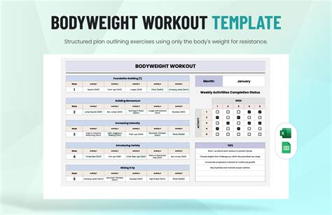 Bodyweight Google Sheet Template