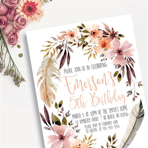 Boho Birthday Invitations