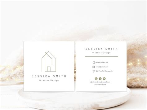 Boho chic interior design business card template