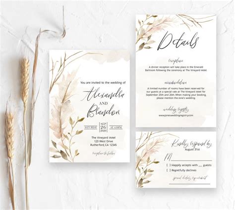 Boho Floral Wedding Invitation Template