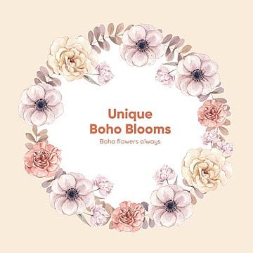 Boho Floral Wreath Template