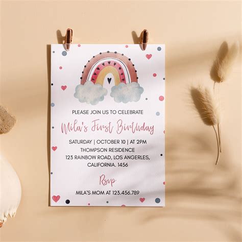 Boho Rainbow Wedding Invitation Template