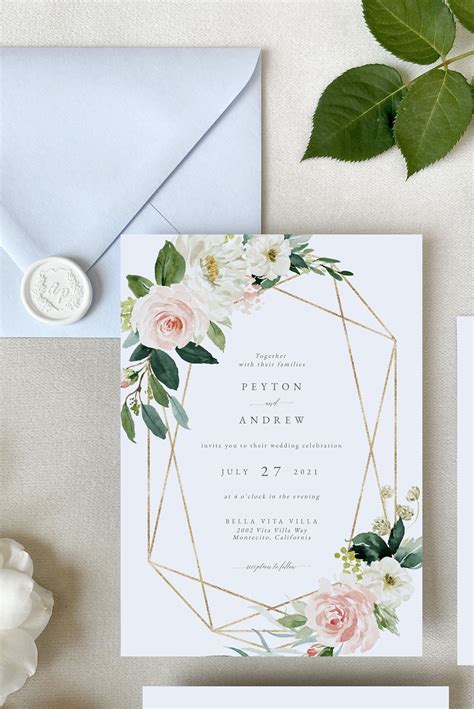 Boho Wedding Invitation Template 3