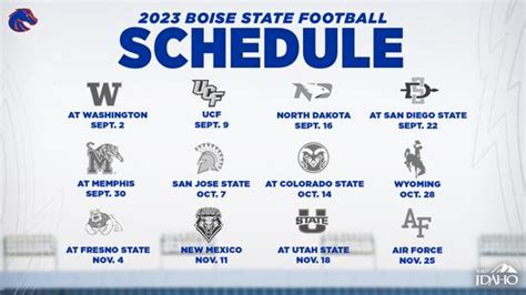 Boise State Football Printable Schedule 2023