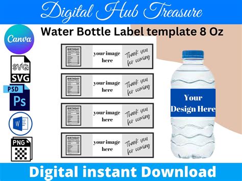 Bold and Bright Water Bottle Tag Template