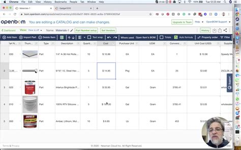 Bill of Materials with Formulas Example