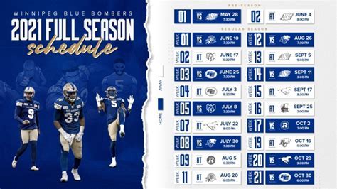 Bombers Schedule Highlights