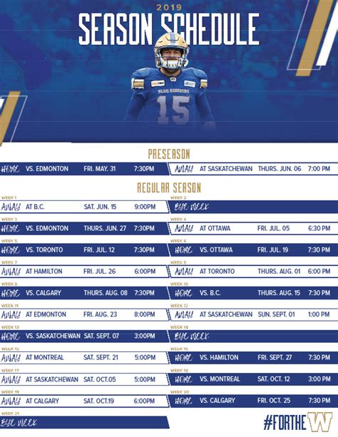 Bombers Schedule Info