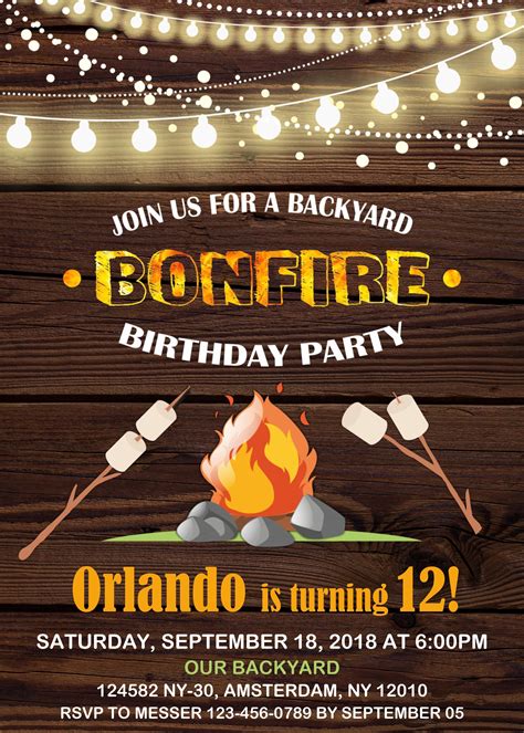 Bonfire Invitation Template Designs