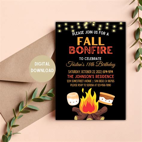 Bonfire Party Invitation Templates Design