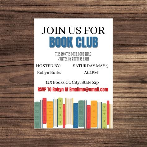 Book Club Invitation Template 3