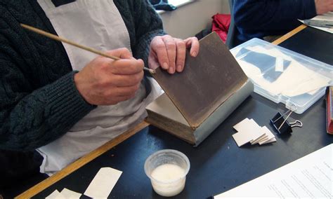 Book conservator at work