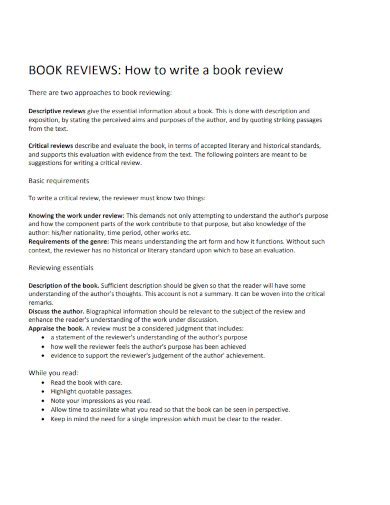 Book Review Examples