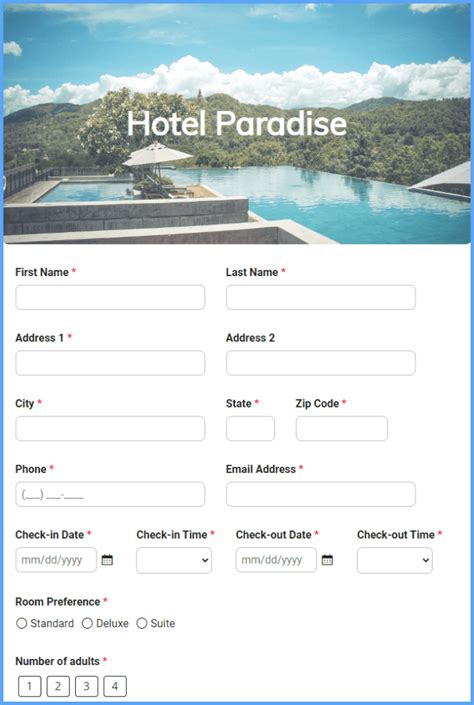 Booking Form Template Gallery 5