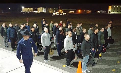 Recruits arriving at Marine Corps Boot Camp