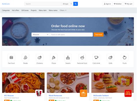 Bootstrap Template for Online Ordering