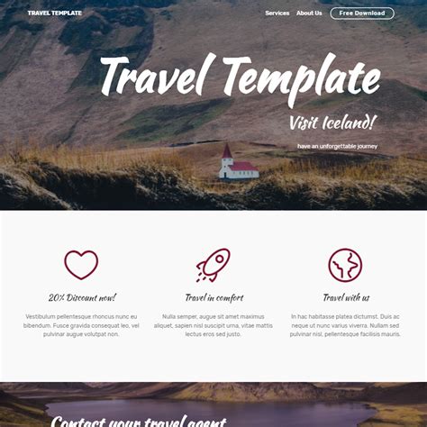 Bootstrap Template for Travel Agency Free