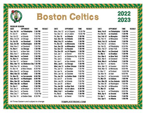 Boston Celtics Schedule Printable Benefits