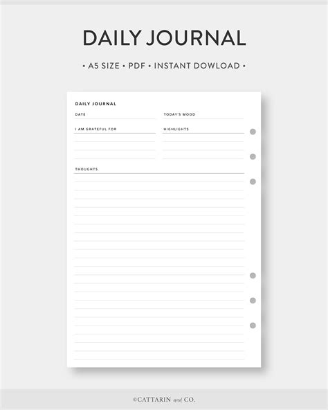 Botanical beauty daily journal template