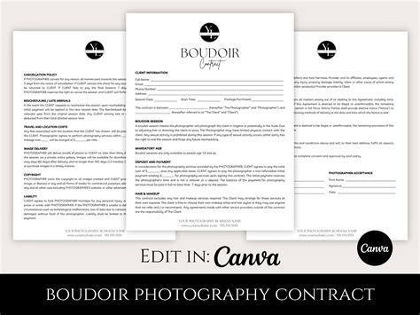 Boudoir Photography Contract Template