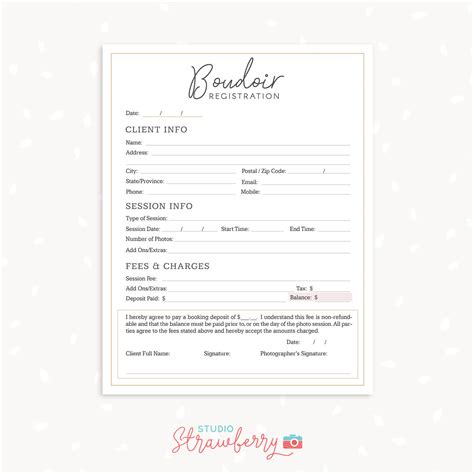 Boudoir Photography Contract Template Sample