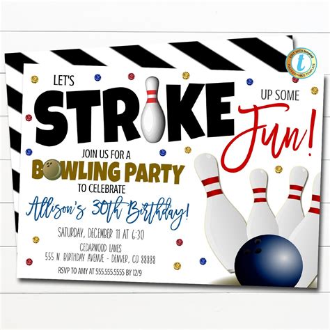 Bowling Birthday Invitation