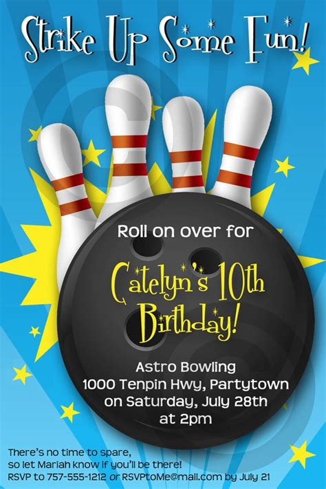 Bowling Birthday Invitations Template 1