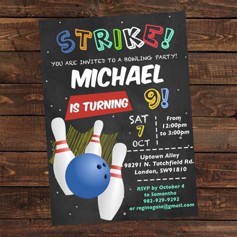 Bowling Birthday Invitations Template 2