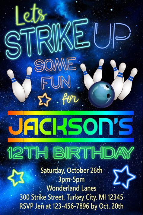 Bowling Birthday Invitations Template 8