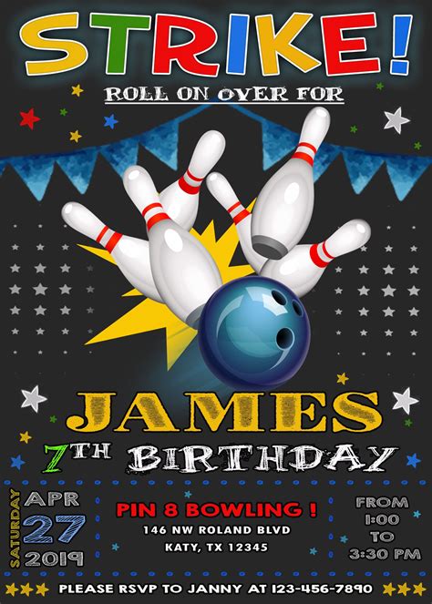 Bowling Birthday Invitations Templates