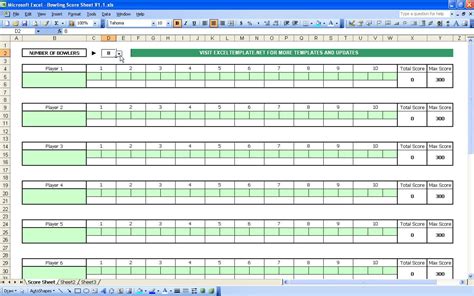 Bowling Score Sheet Template Excel