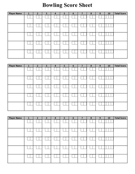 Bowling Score Sheet Template Free