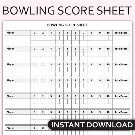 Bowling Scoresheet Box Layout