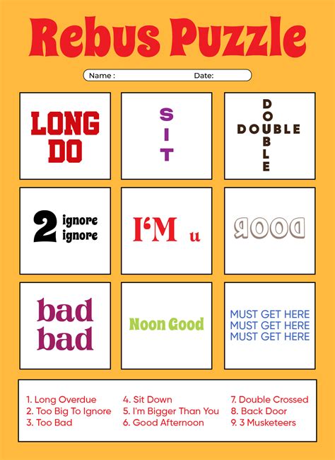 Examples of Brain Teasers Created with the 8.5 x 11 Template