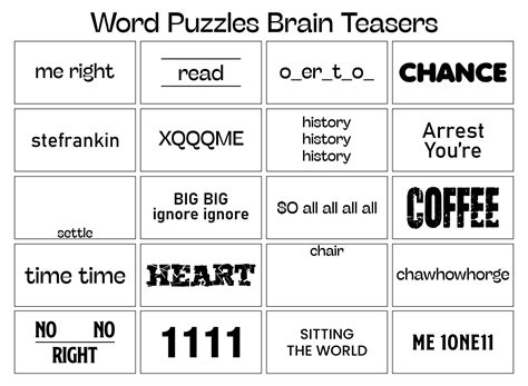 Brain Teasers Worksheet for Preteens