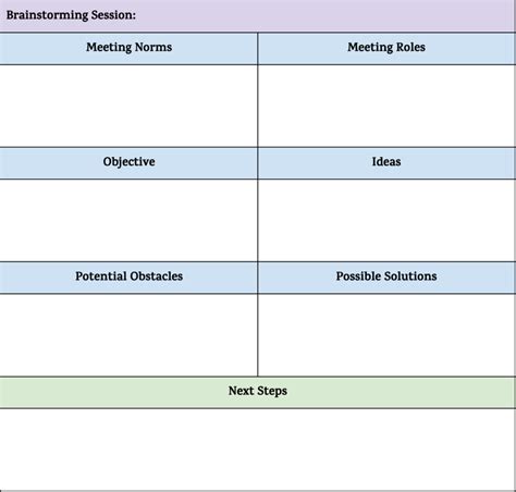 Brainstorming Meeting Template