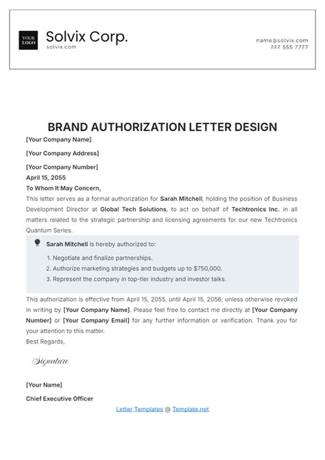 Brand Authorization Letter