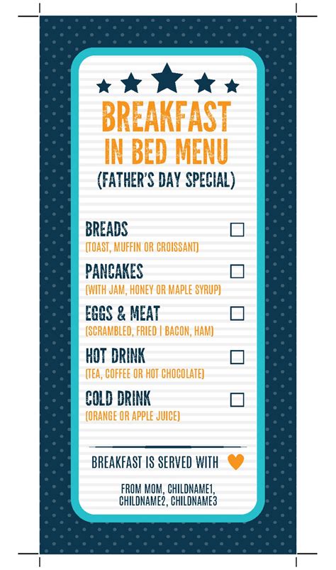 Breakfast in Bed Menu