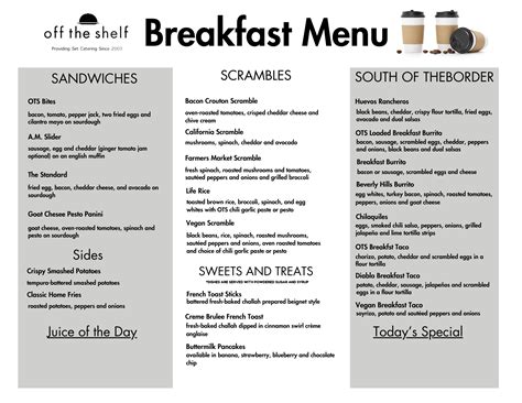 Breakfast Menu