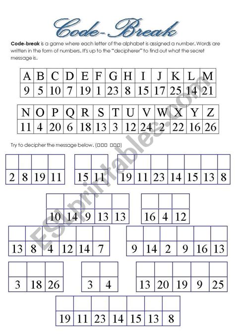 Using Letter-Number Substitution to Solve Breaking the Code Worksheet