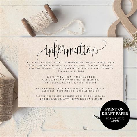 Bridal Info Card Ideas