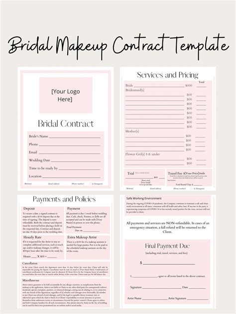 Bridal Makeup Contract Template with Additional Services