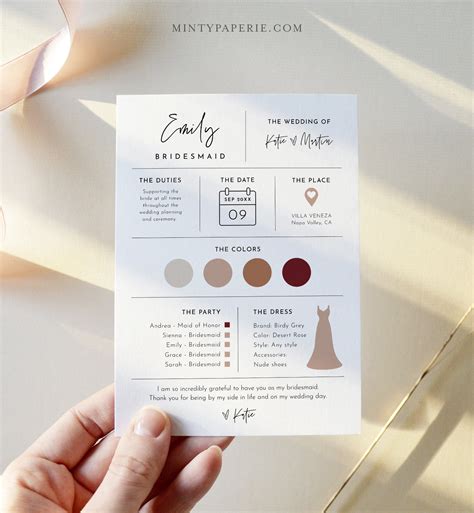 Bridal Party Info Card Ideas