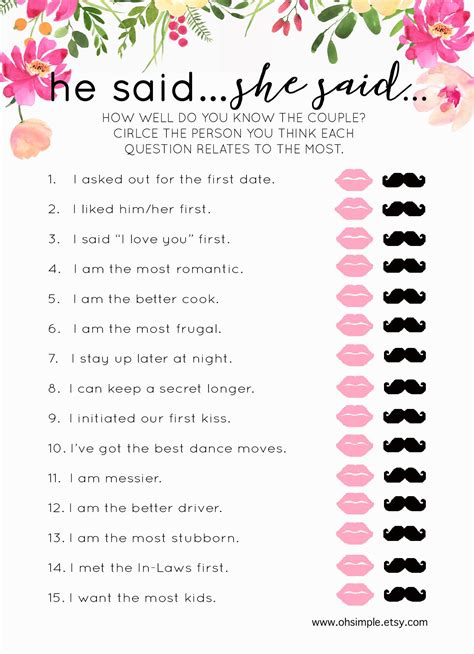 Bridal Shower Games Printable 1