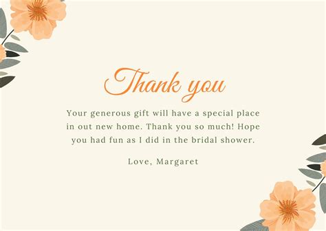 Bridal Shower Thank You Card Examples