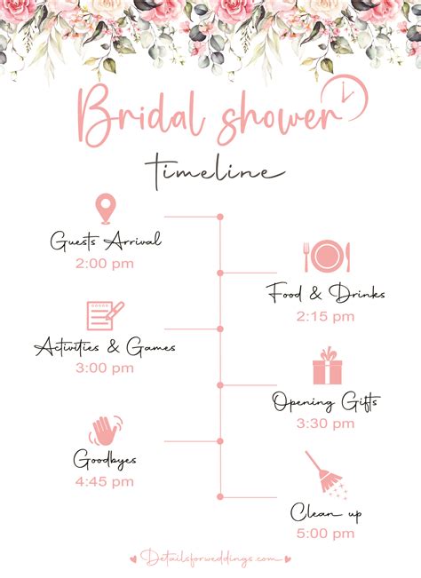 Bridal Shower Timeline and Schedule