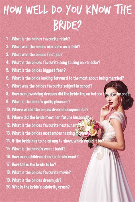 Bride-to-be trivia game