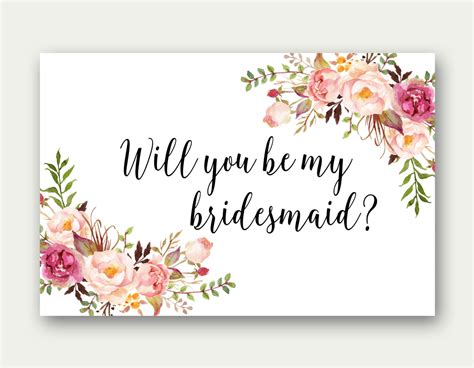 Bridesmaid card template example