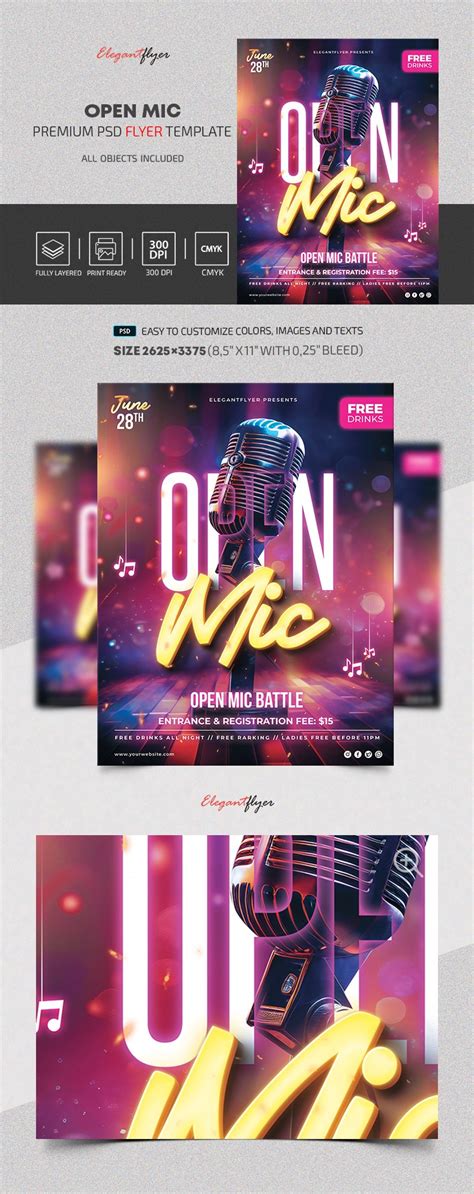 Bright Open Mic Flyer Template