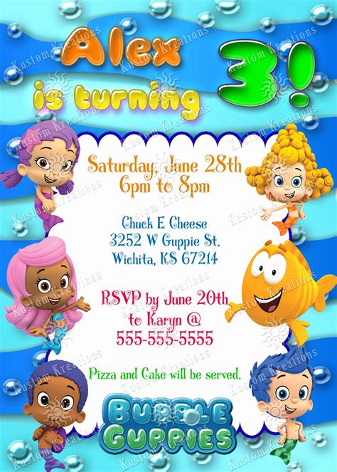 Bubble Guppies Invitation Template